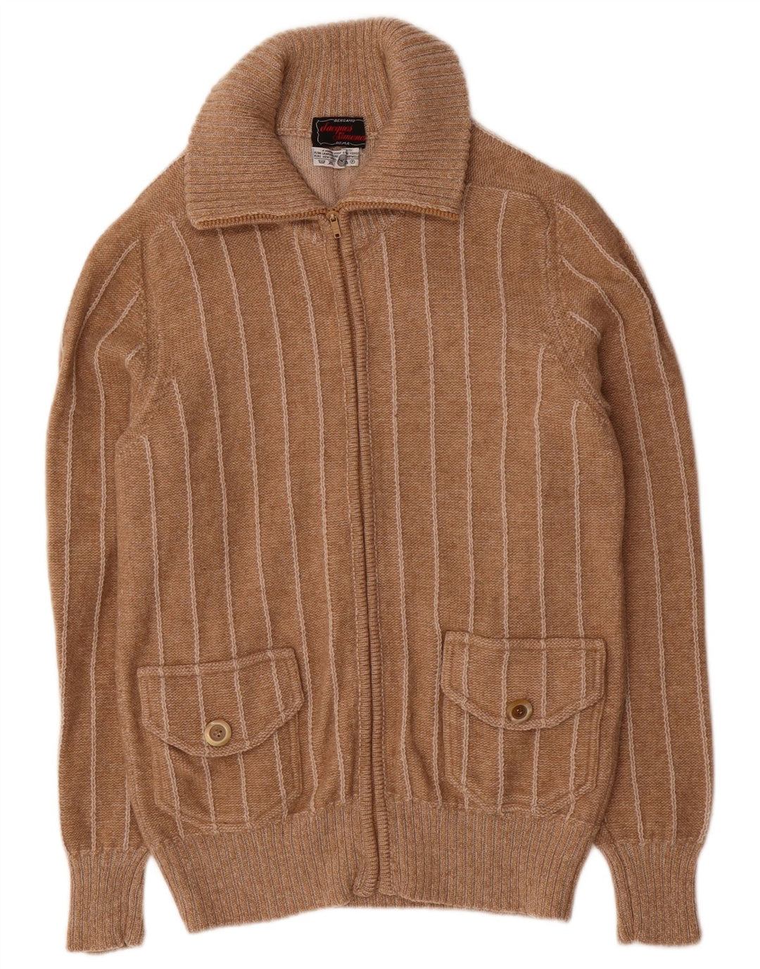 Vintage herre cardigan sweater lille brun stribet uld