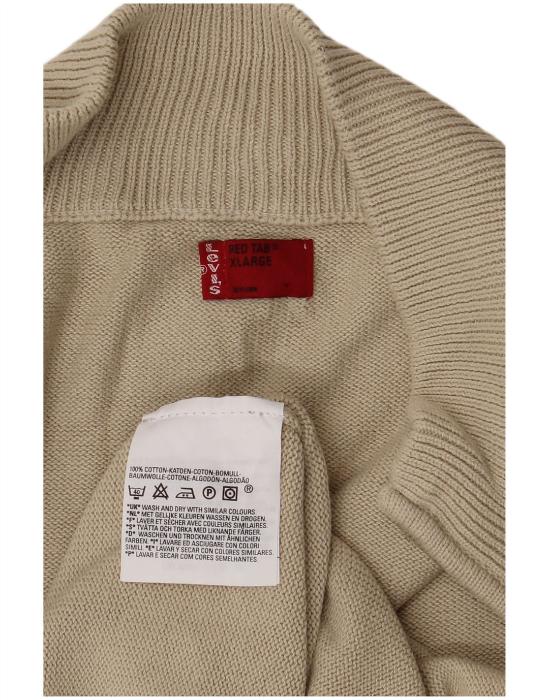 LEVI'S Herre cardigan sweater XL Beige Bomuld