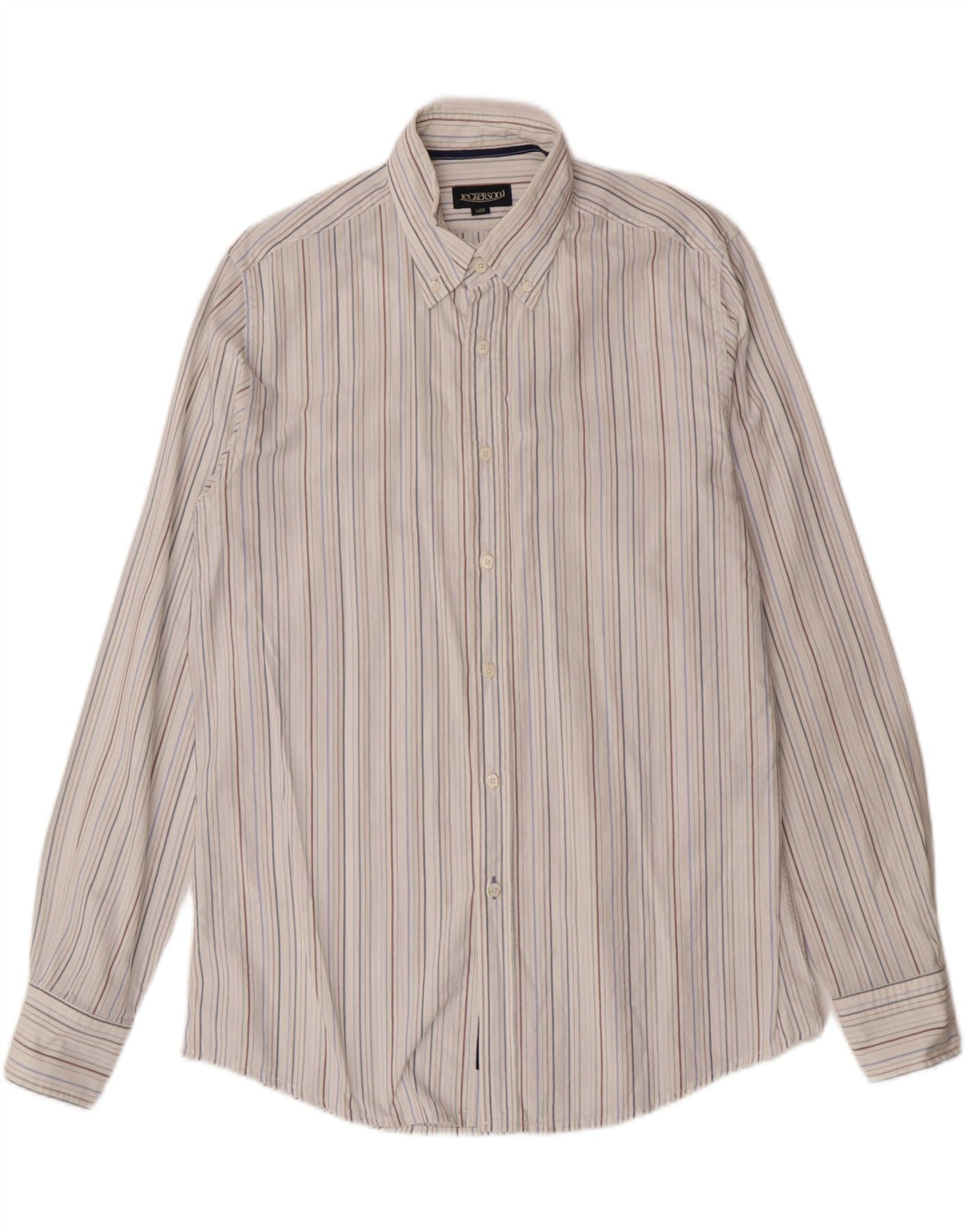 JECKERSON Mens Shirt Large White Striped Cotton