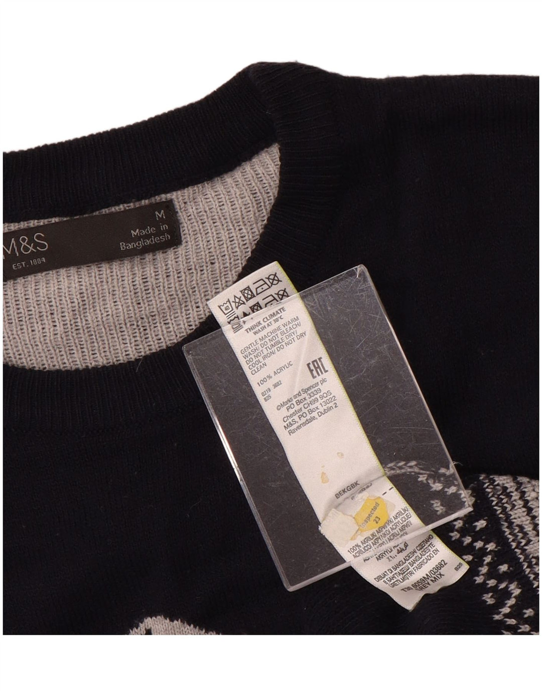 Marks & Spencer Herre sweater med rund hals, mellemgrå farveblok