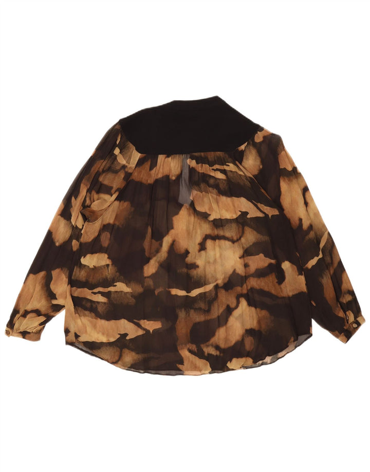 Massimo Dutti Dame Se Through Top UK 14 Medium Brown Animal Print