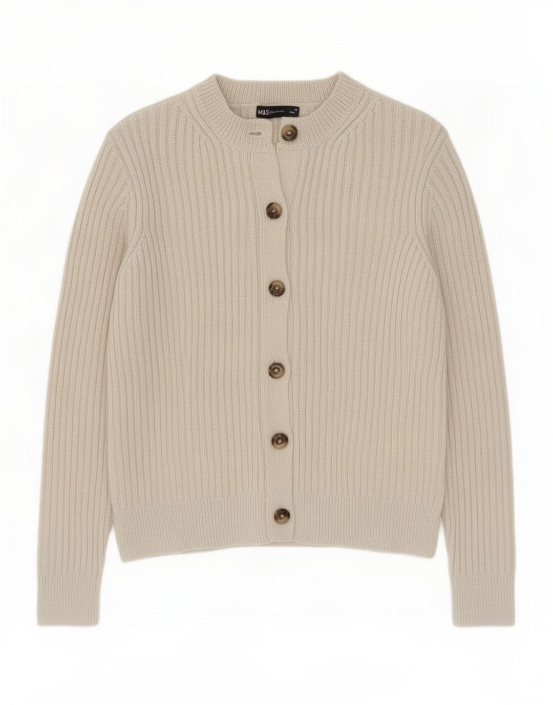 Marks & Spencer Dame Cardigan Sweater UK 12 Medium Off White Polyester