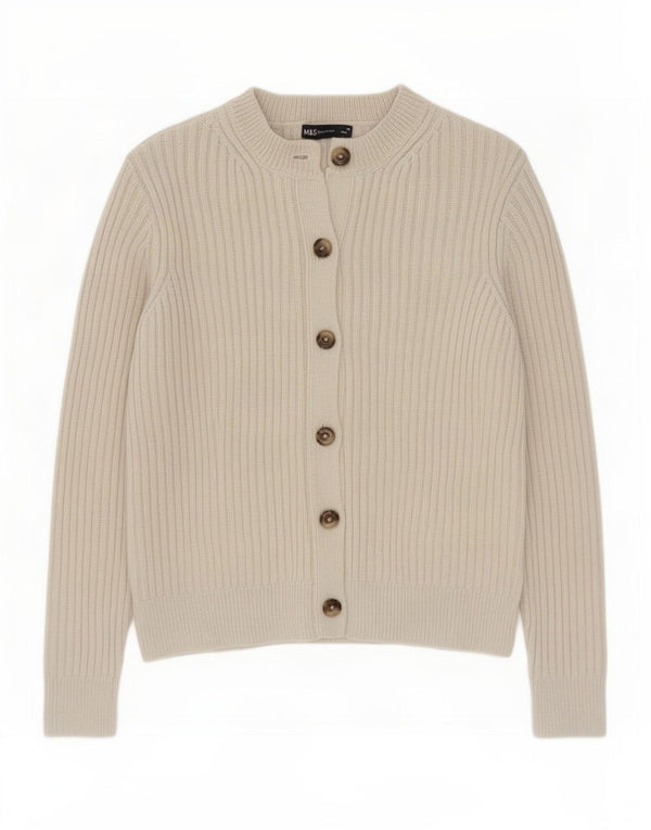 Marks & Spencer Dame Cardigan Sweater UK 12 Medium Off White Polyester