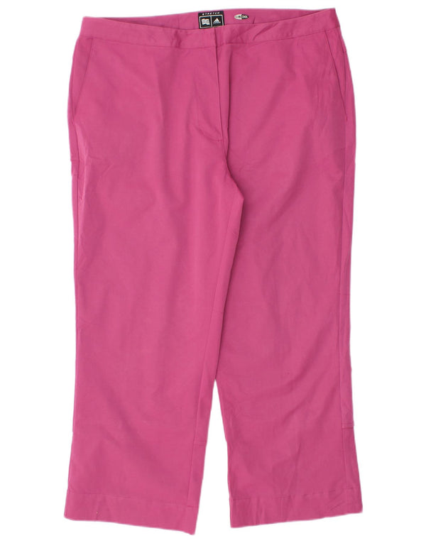 Adidas Dame Climacool Straight Cropped Trousers UK 14 Large W34 L23 Pink