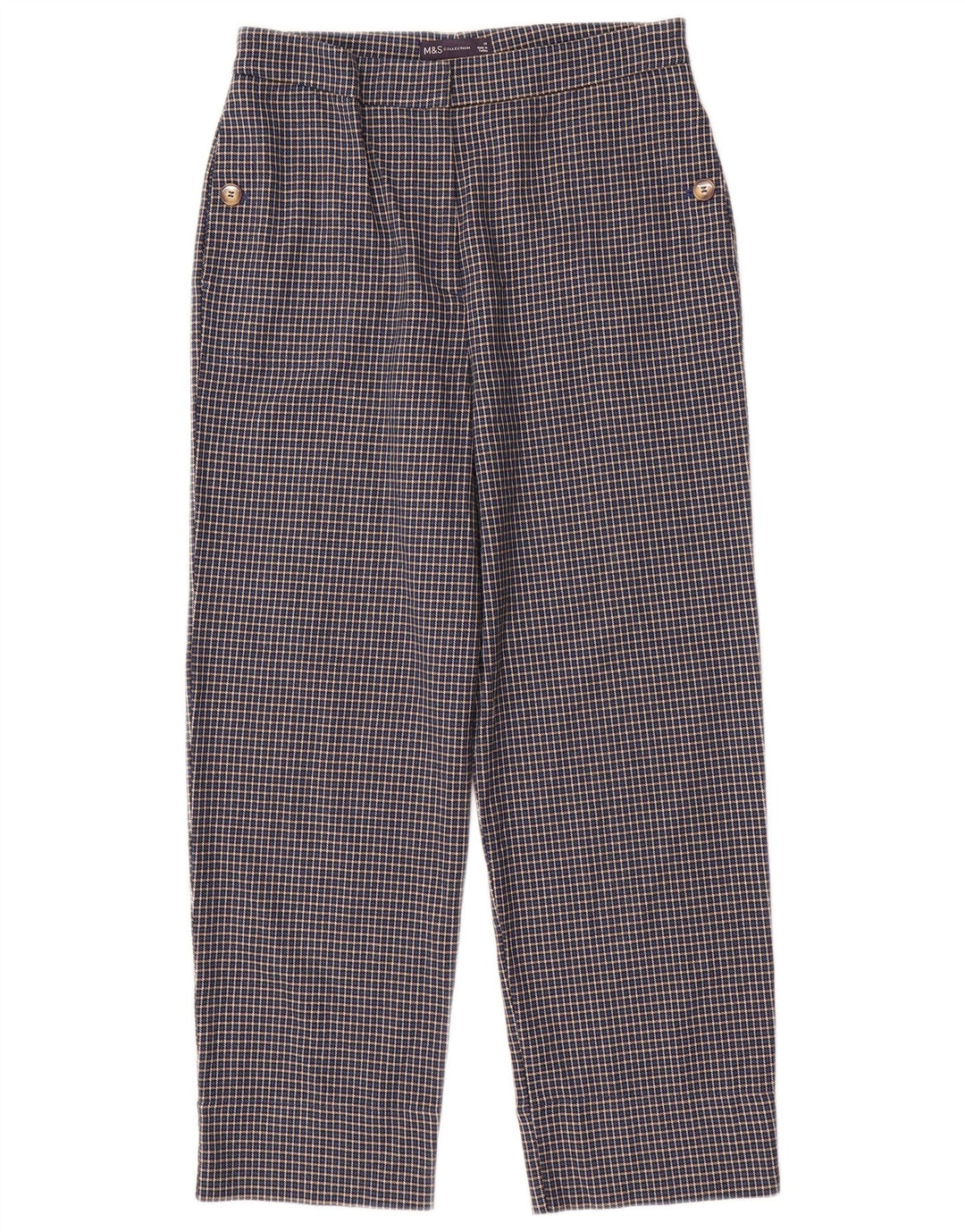 Marks & Spencer Womens Cropped Trousers UK 10 Small W28 L25 Blue