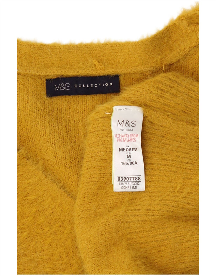 Marks & Spencer Dame V-hals sweater UK 14 Medium Gul Polyamid