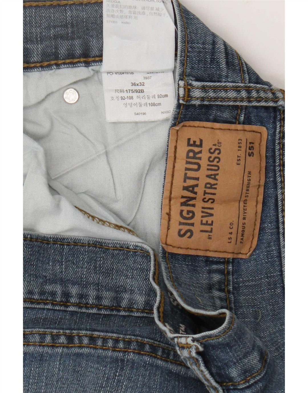 Levi's Herre Signature Straight Jeans W36 L32 Blå Bomuld