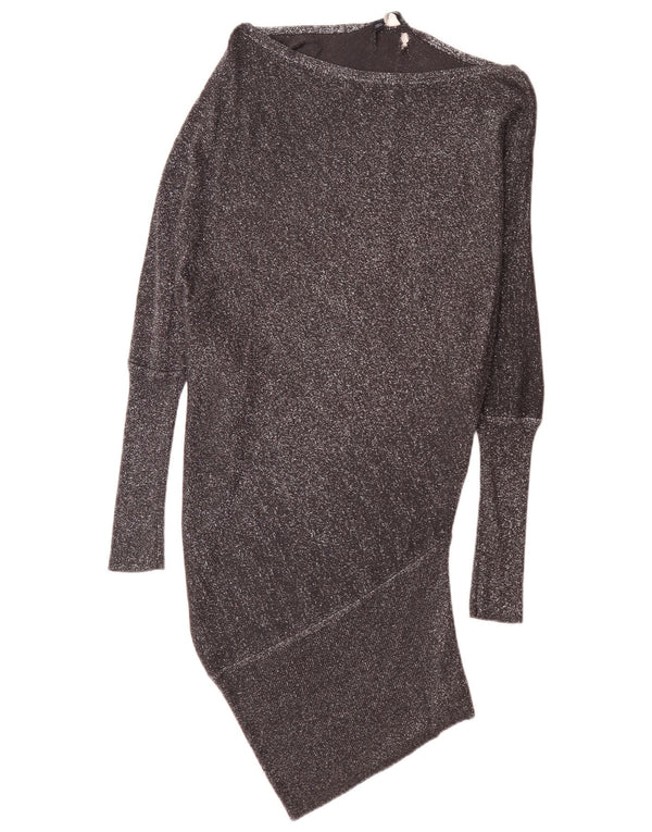 Zara Dame Langærmet Drop Waist Dress UK 12 Medium Black Flecked Modern