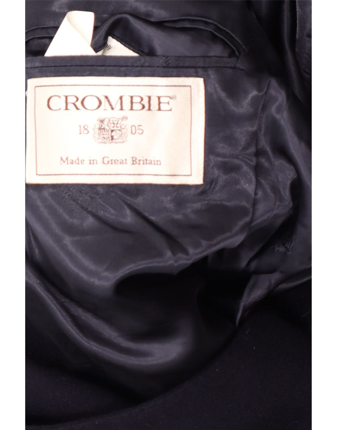 CROMBIE Herre Overfrakke UK 40 Large Navy Blue New Wool Classic