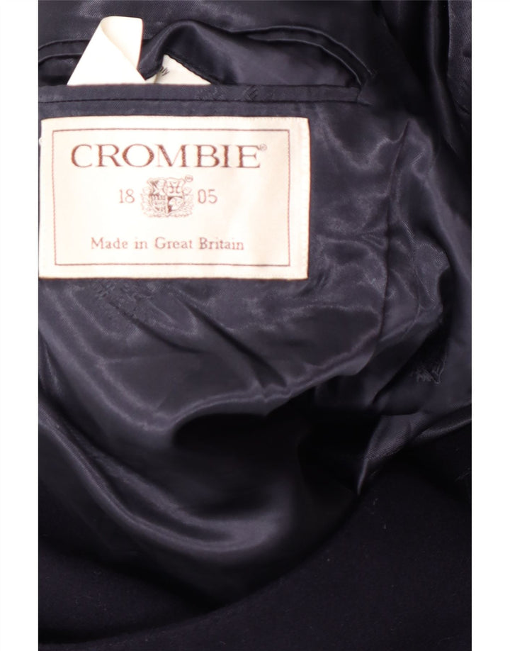 CROMBIE Herre Overfrakke UK 40 Large Navy Blue New Wool Classic