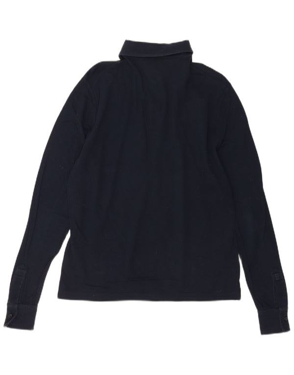 Tommy Hilfiger Mens Long Sleeve Polo Shirt Small Navy Blue Cotton