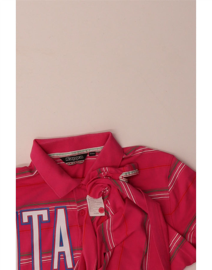 KAPPA Herre Italia grafisk poloshirt 2XL Pink Stribet bomuld