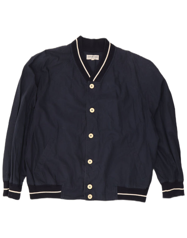Pancaldi & B Mens Bomber Jacket IT 54 2XL Navy Blue Cotton