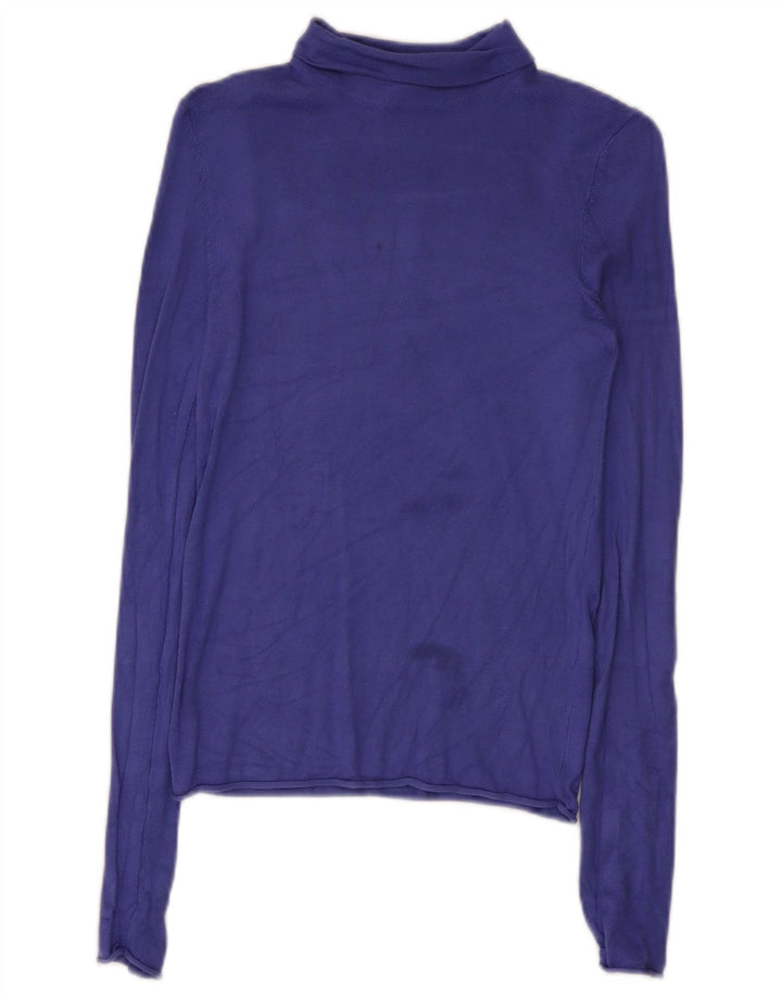 Zara Dame Top Langærmet UK 8 Lille Lilla Viscose