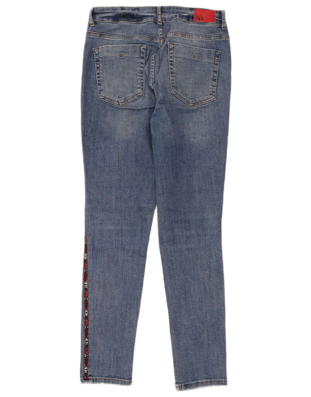 Zara Dame Grafiske Skinny Jeans EU 40 Medium W30 L28 Blå