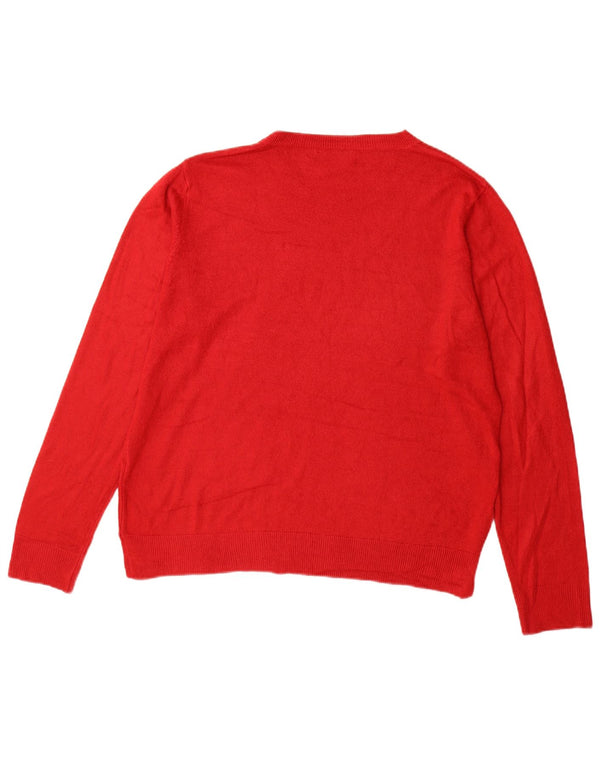 Marks & Spencer Dame Boat Neck Jumper Sweater UK 18 XL Rød Akryl