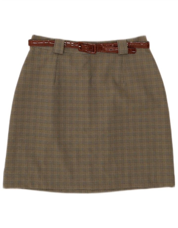 Vintage dame A-line nederdel IT 46 Large W28 Khaki ternet polyester