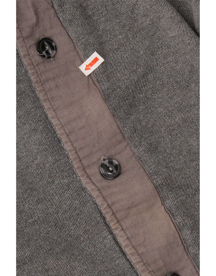 JACK & JONES Mens Cardigan Sweater Medium Grey Cotton