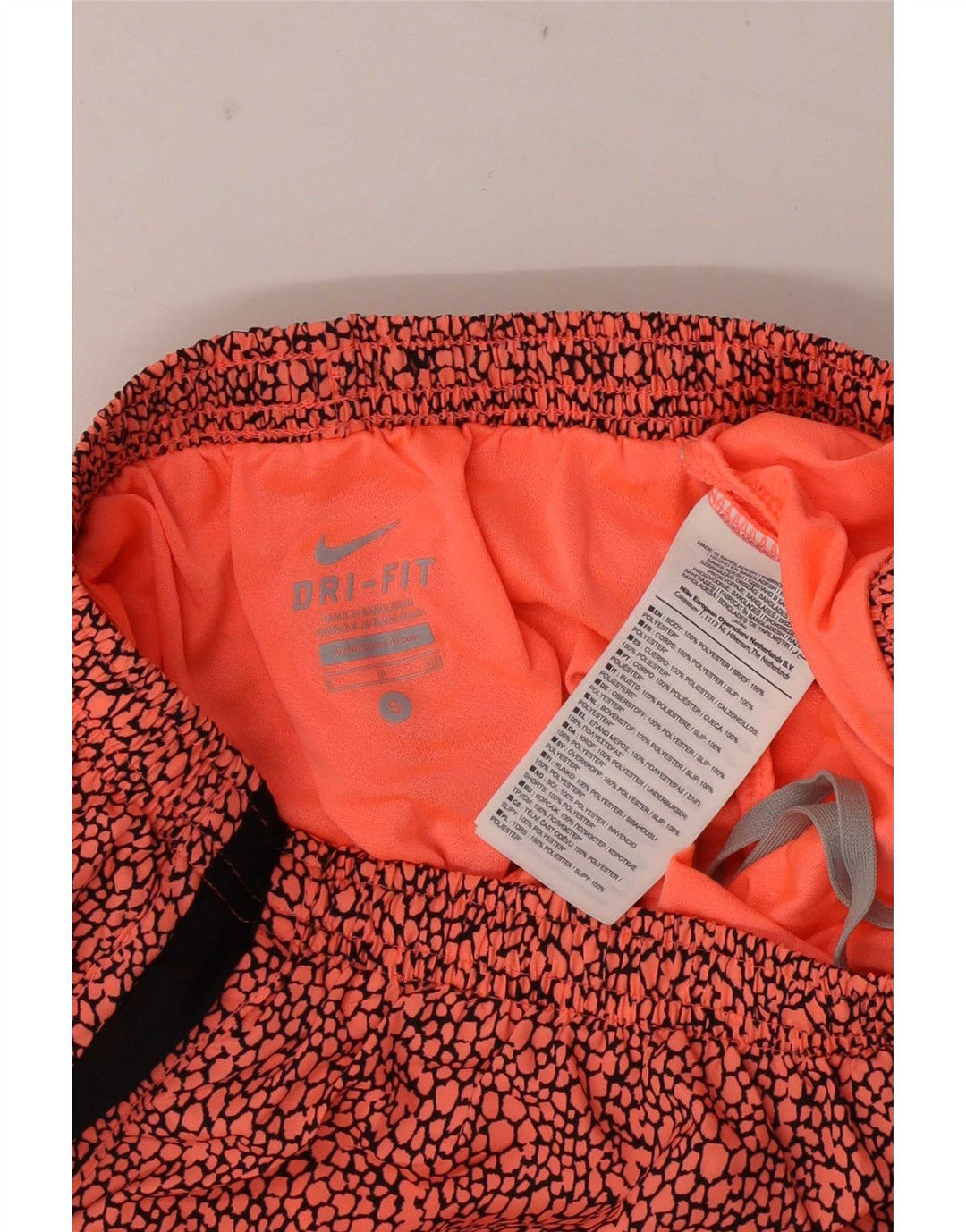 Nike Dame Dri Fit sportsshorts med abstrakt mønster UK 10 Lille rød polyester