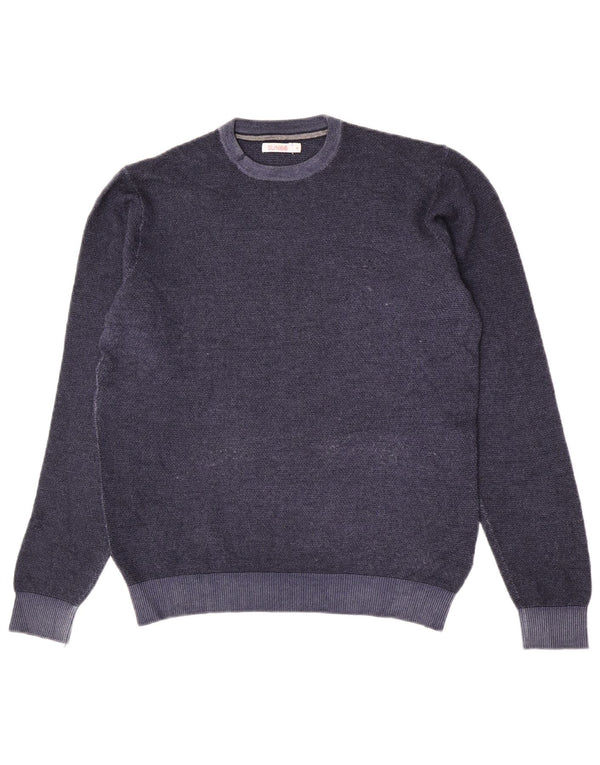 Sun68 Mens Crew Neck Jumper Sweater Medium Navy Blue Wool