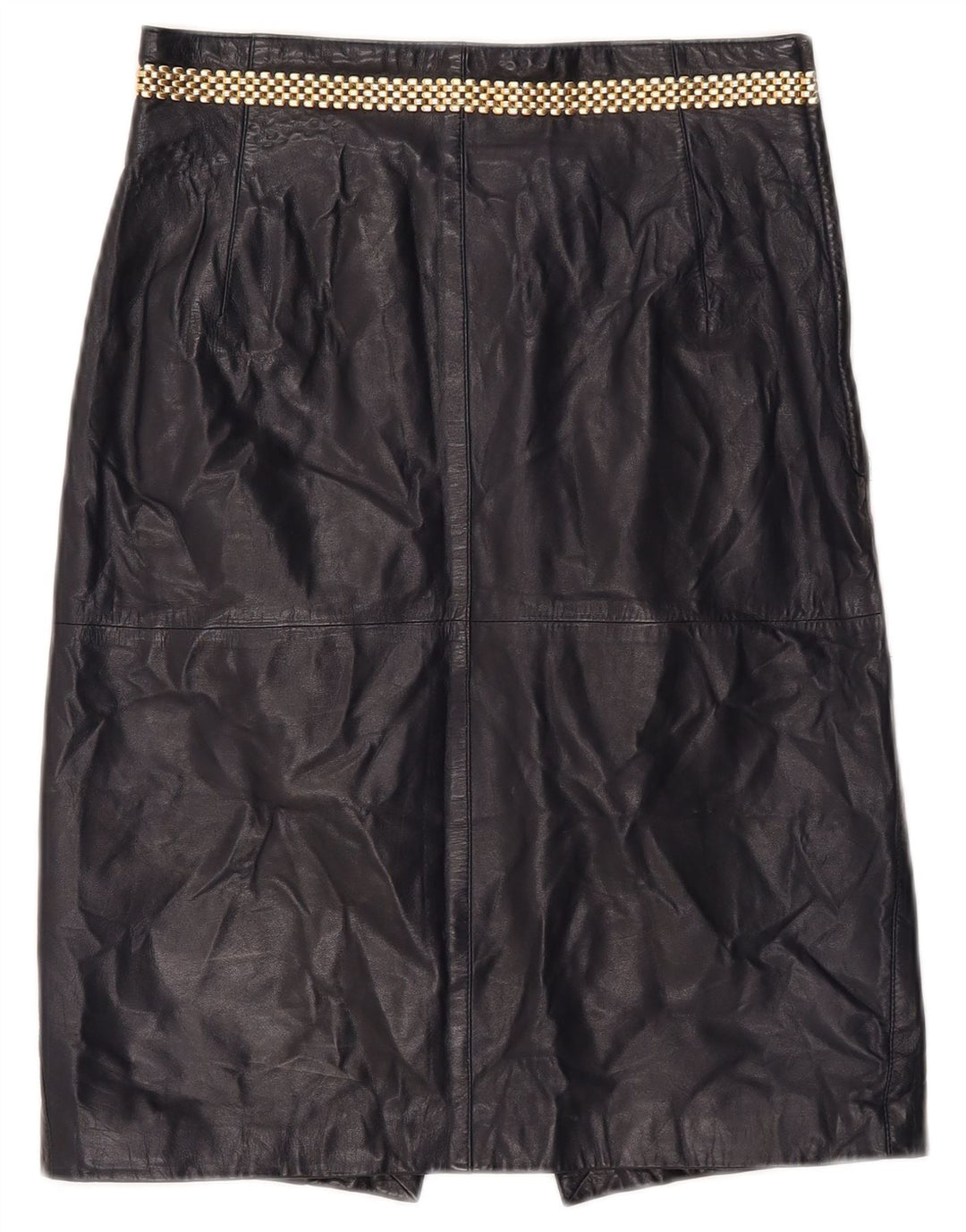 Vintage lædernederdel til kvinder IT 46 Medium W26 Marineblåt læder