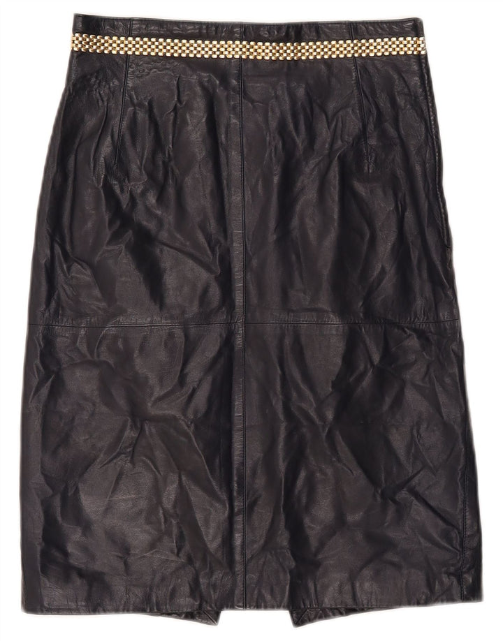 Vintage lædernederdel til kvinder IT 46 Medium W26 Marineblåt læder
