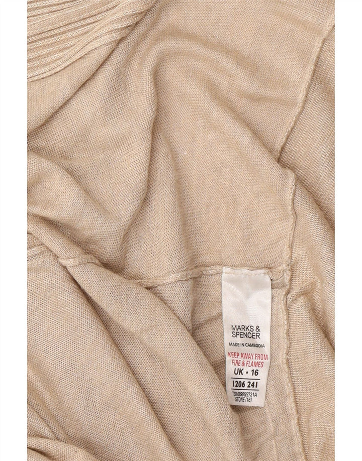Marks & Spencer Dame Asymmetrisk Cardigan Sweater UK 16 Large Beige