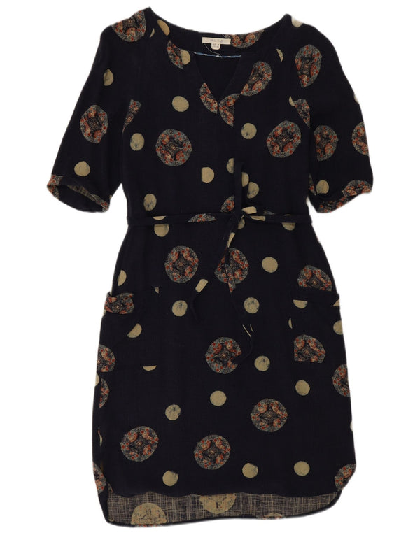 White Stuff Womens Sheath Dress UK 8 Small Navy Blue Polka Dot Cotton