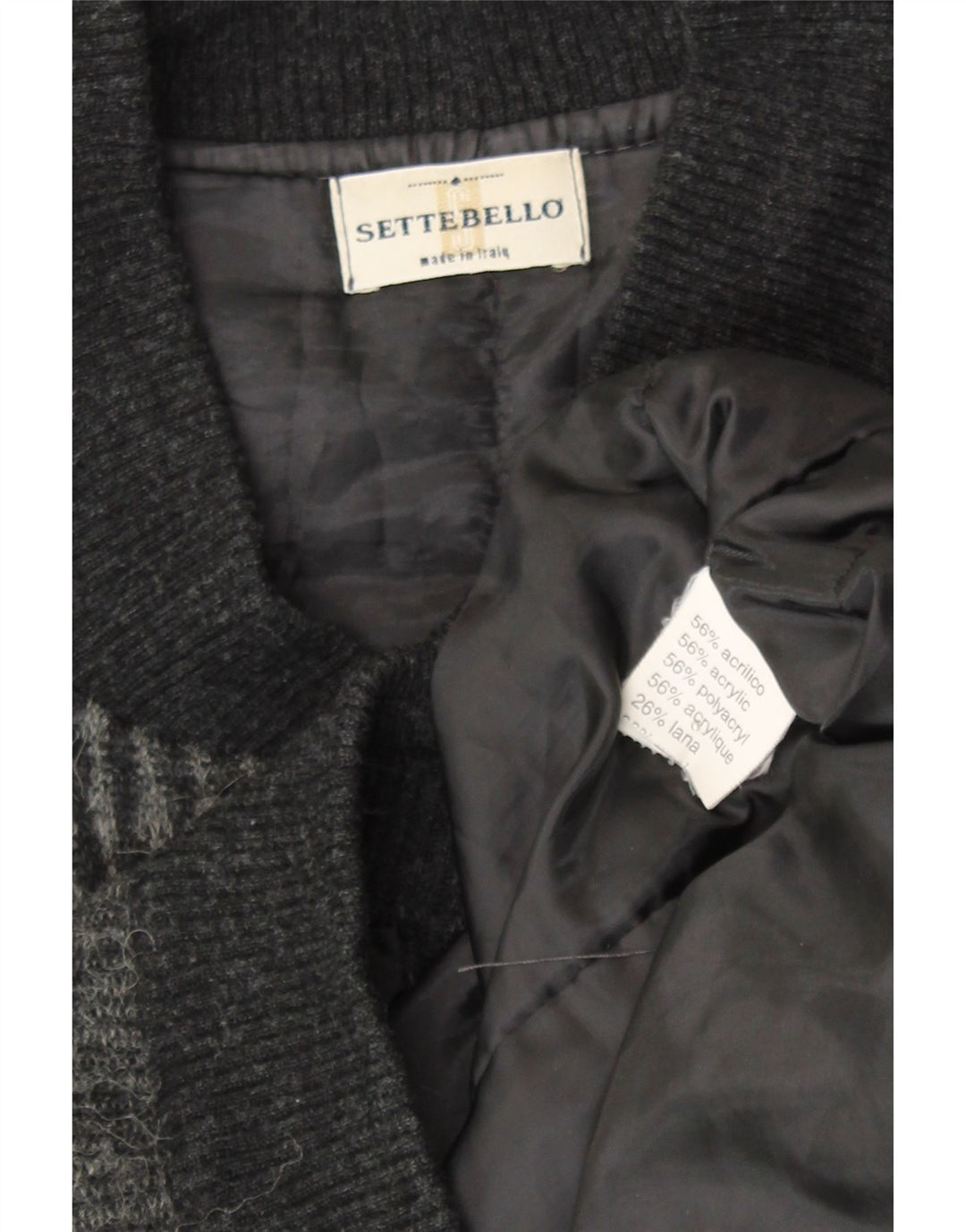 Settebello Herre Cardigan Sweater Medium Grå Geometrisk Akryl Retro