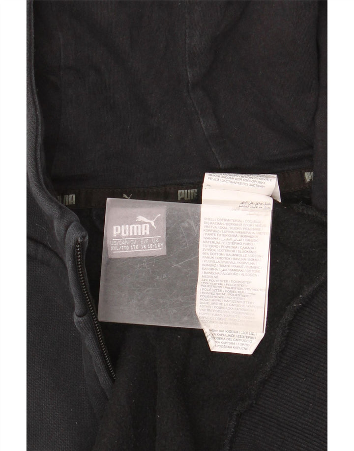 PUMA drenge grafisk hættetrøje med lynlås 15-16 år sort bomuld