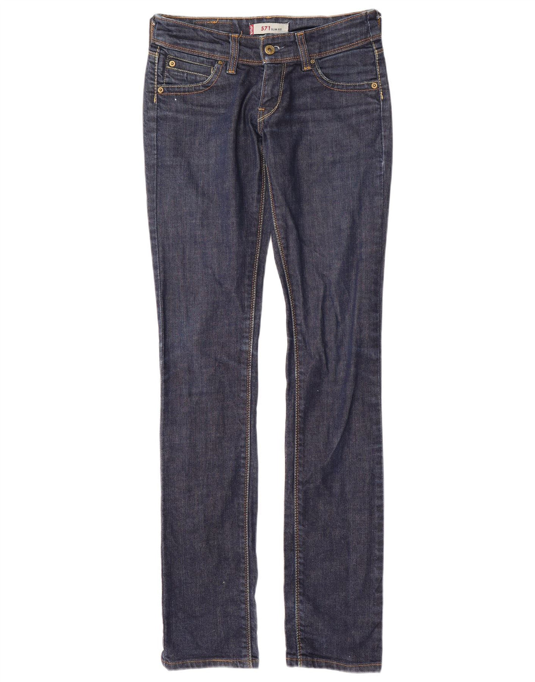 LEVI'S Dame 571 Slim Jeans W26 L34 Marineblå