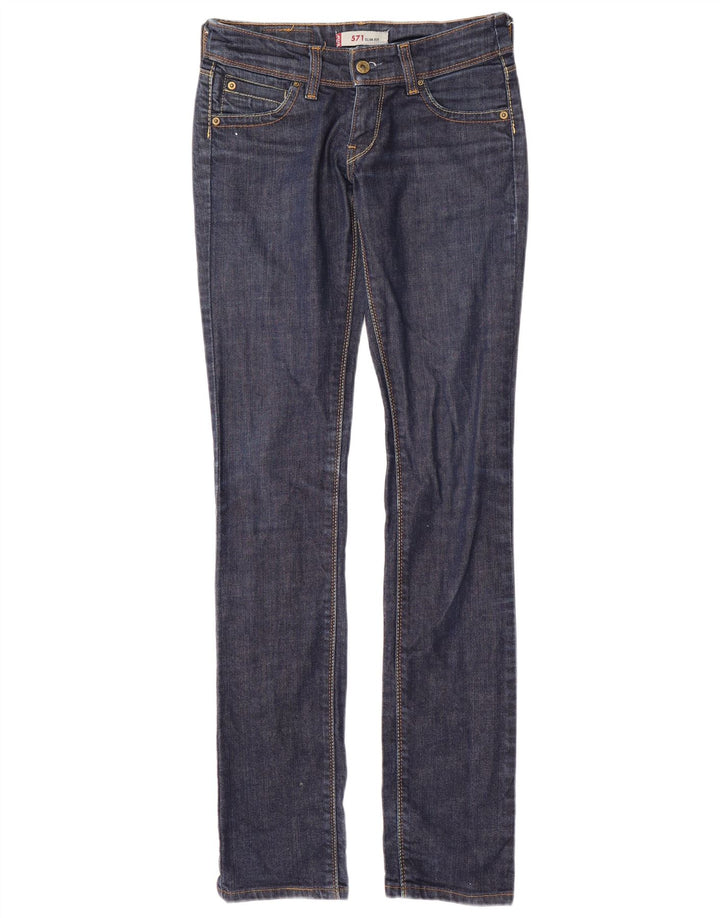 LEVI'S Dame 571 Slim Jeans W26 L34 Marineblå