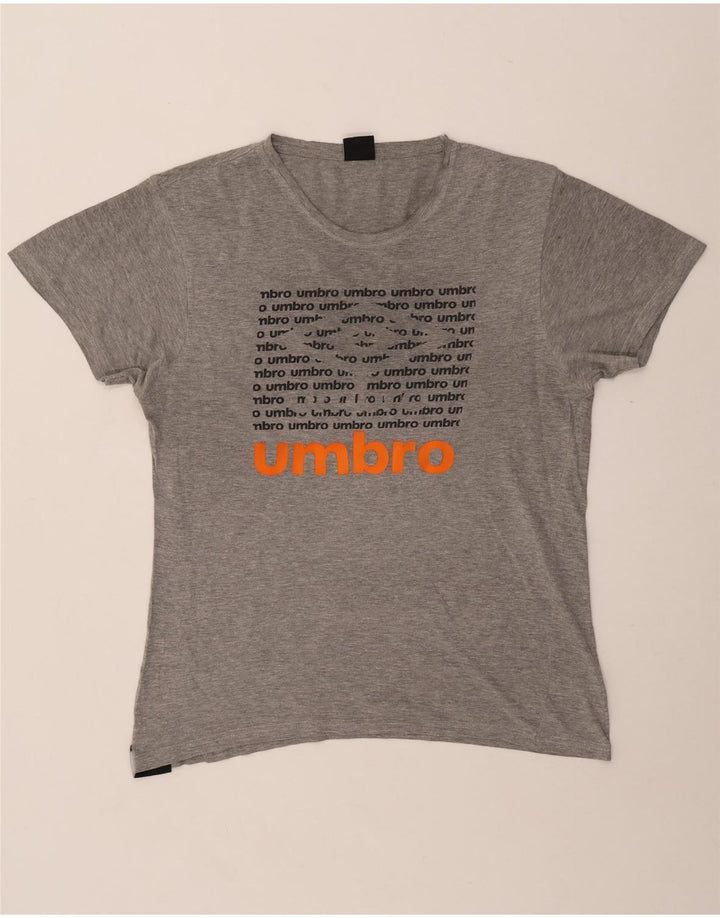 Umbro Herre Grafisk T-Shirt Top Medium Grey Flecked Bomuld