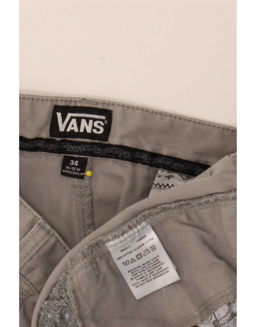 Vans Herre Casual Shorts W34 Large Grå Bomuld