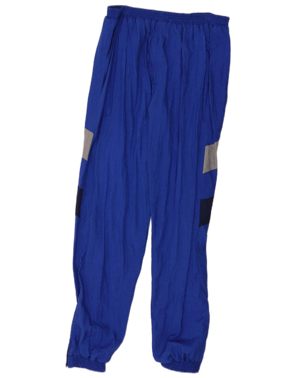 Vintage træningsdragt bukser til mænd Joggers Large Blue Colourblock Polyamid