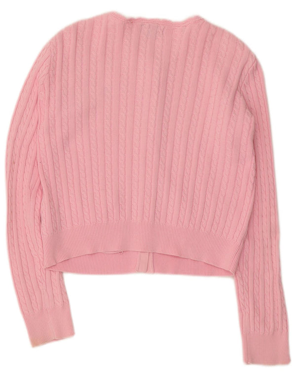 Ralph Lauren Girls Crop Cardigan Sweater 12-13 år Stor Pink Bomuld