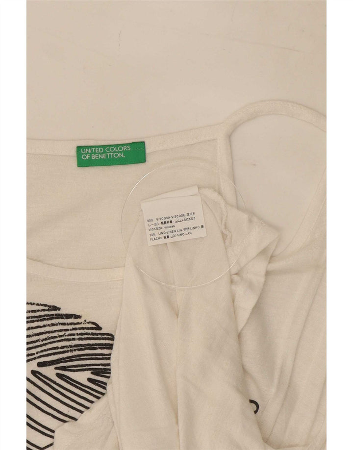 Benetton Womens Grafisk Cami Top UK 14 Medium White Viscose