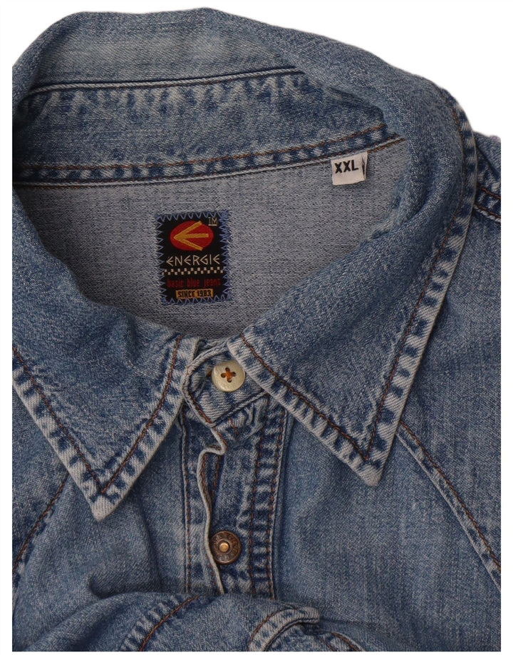 Energie Herre Denim Shirt 2XL Blå Bomuld