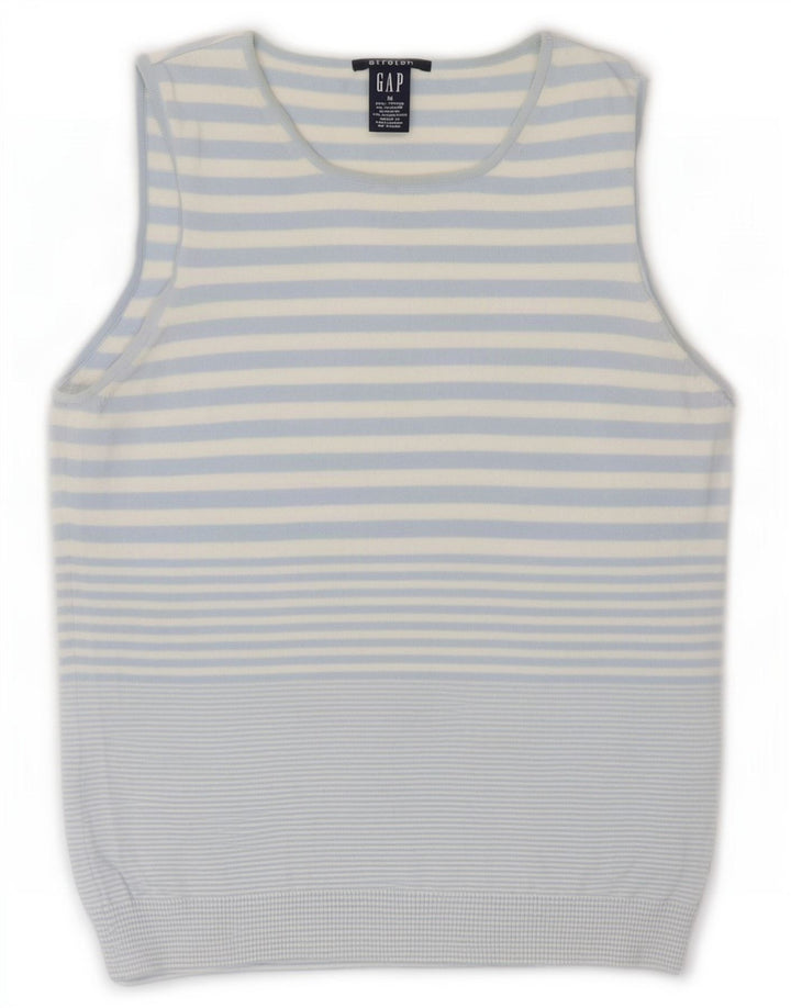 Gap Dame Vest Tank Top UK 12 Mellem blå stribet bomuld