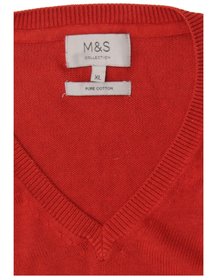 Marks & Spencer Herre V-hals sweater XL Rød Bomuld