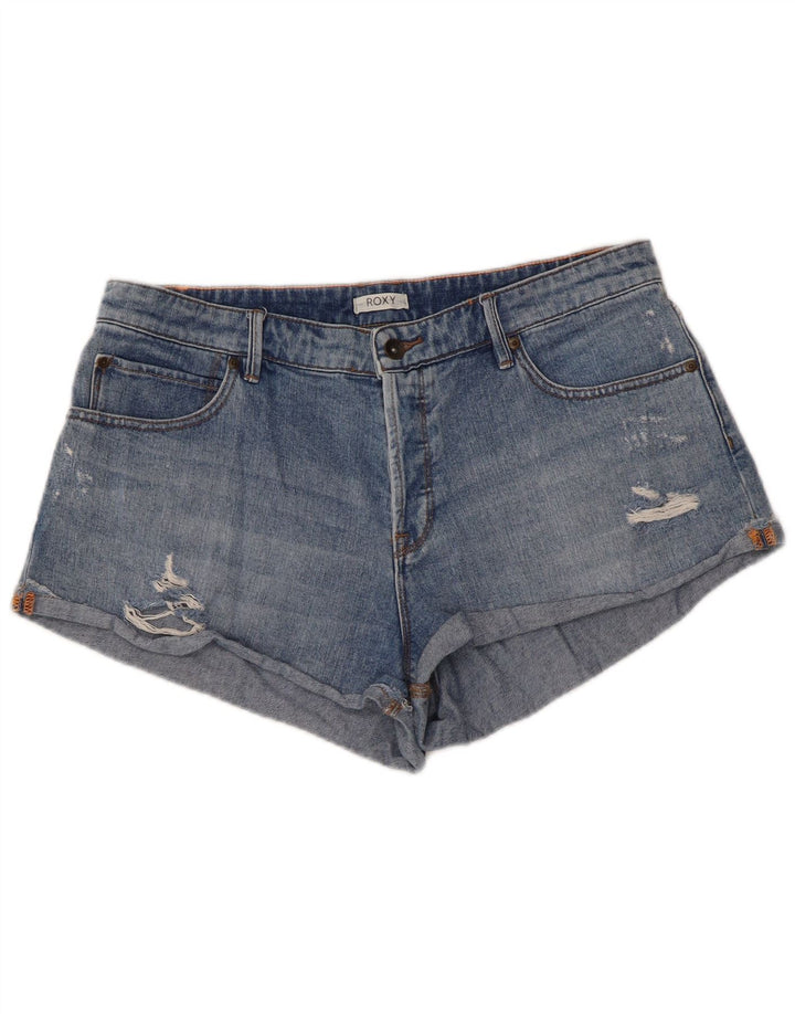 Roxy Womens Distressed Denim Shorts W31 Medium Blue Floral Bomuld