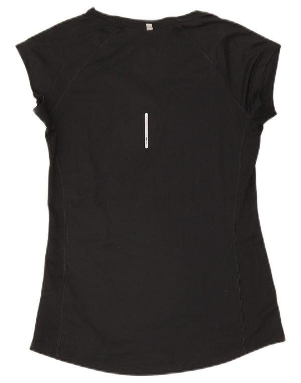 Nike Dame Dri Fit T-Shirt Top UK 8 Small Black Polyester