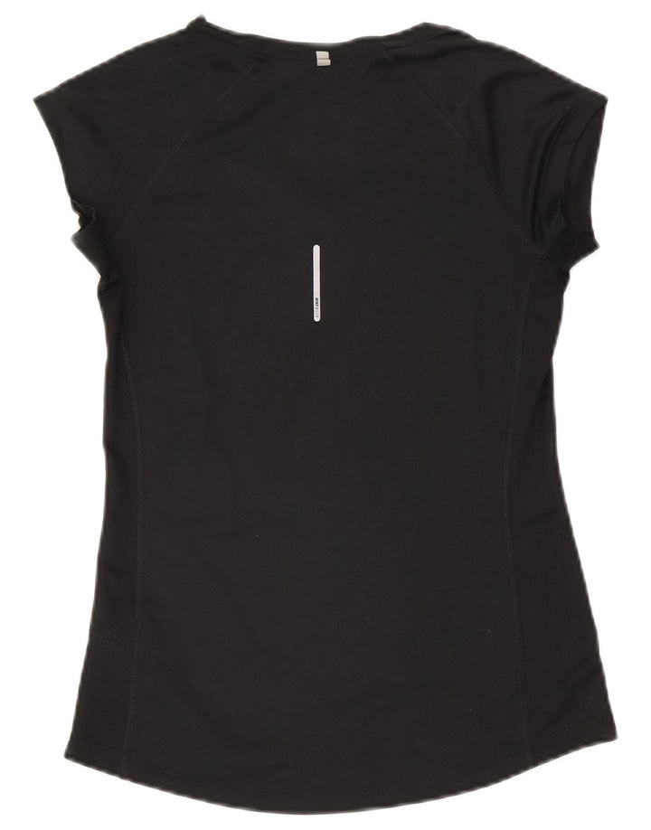 Nike Dame Dri Fit T-Shirt Top UK 8 Small Black Polyester