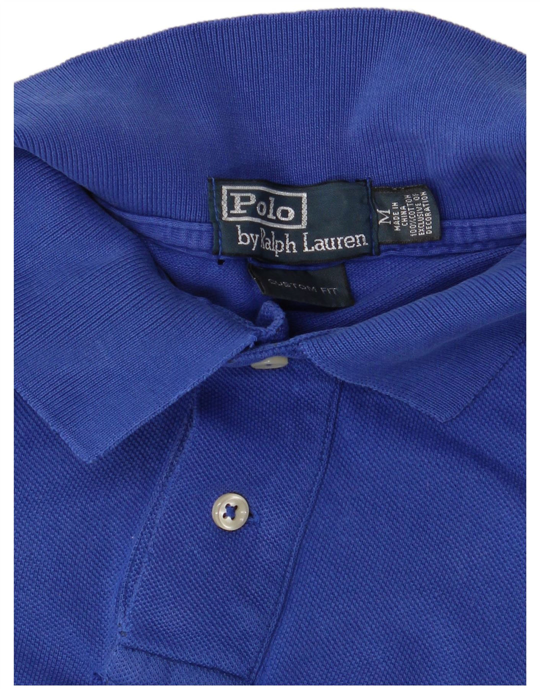 RALPH LAUREN Herre Custom Fit Polo Shirt Medium Blue Bomuld