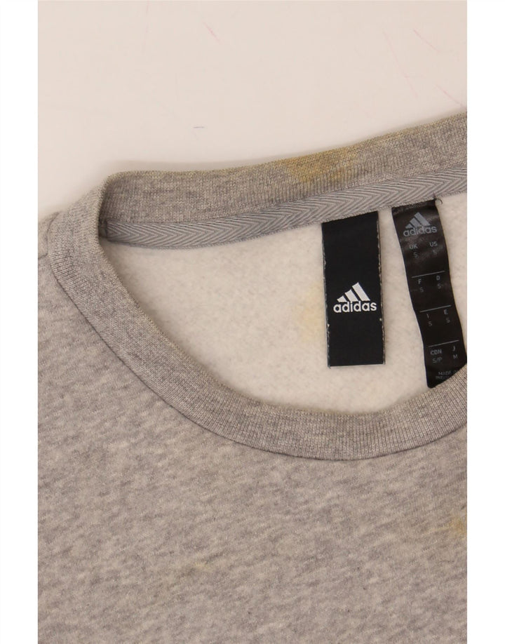 ADIDAS Mens Graphic Sweatshirt Jumper Small Grey Vintage Adidas and Second-Hand Adidas from Messina Hembry 