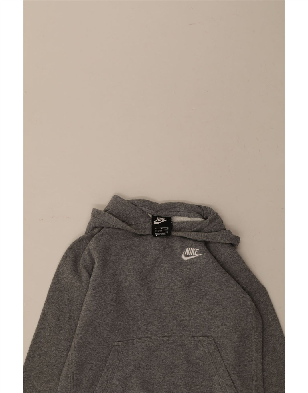 NIKE Boys Hoodie Jumper 10-11 Years Medium Grey Cotton Vintage Nike and Second-Hand Nike from Messina Hembry 
