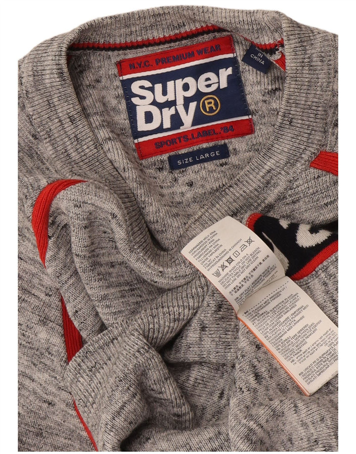 Superdry Herre grafisk sweater med rund hals, stor grå farveblok