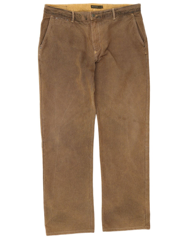 Henry Cottons Mens Straight Chino Trousers W40 L34 Brown Cotton