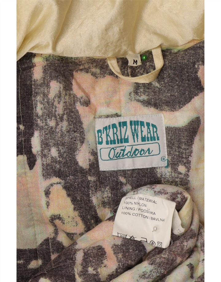 Vintage Dame Hætte Oversized Windbreaker Coat UK 14 Medium Gul Nylon