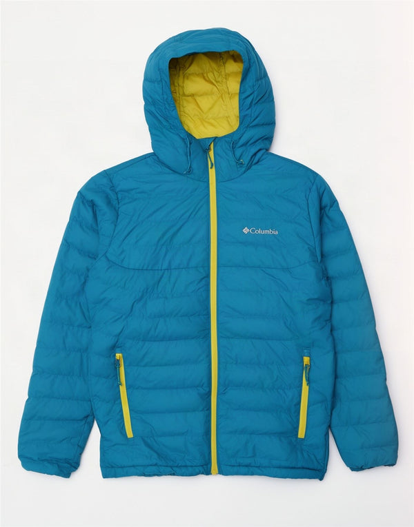 Columbia Herre hættepolstret jakke UK 38 Medium Blue Polyester
